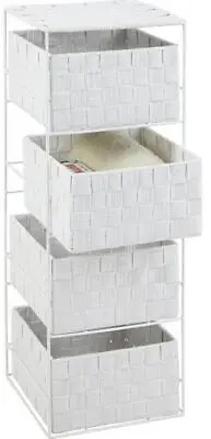 Fabric Drawer Organisers Box Drawer Storage Set Of 4 - White • £19.95