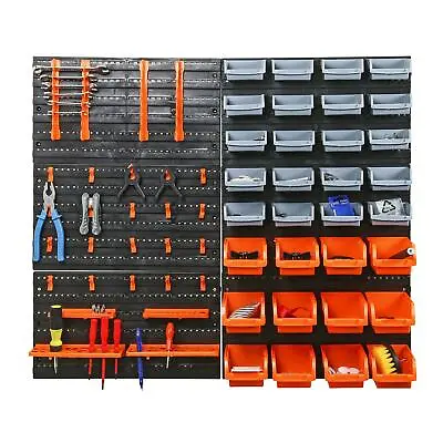 £32.99 • Buy 66pc Wall Mounted Storage Bin & Board Set For Garage DIY Tools Rack Organiser