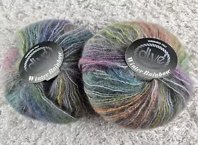 Dive' Italian Winter Rainbow Wool Mohair Blend Yarn Skeins SIZE 1.75OZ Lot Of 2 • $17.40