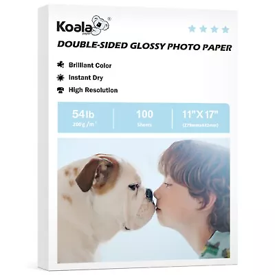 Koala Double Sided Glossy Photo Paper 11x17 54lb 200gsm Inkjet Printer HP Epson • $53.99