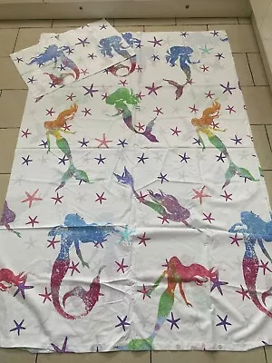 £9.99 • Buy Next Girls Mermaid Starfish Single Duvet Bed Cover White Rainbow Mermaid Vgc