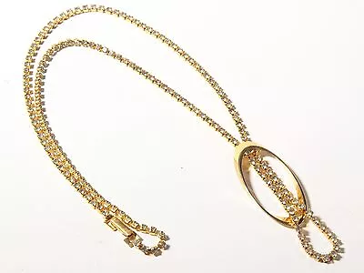 Vintage Czech Gold Tone Necklace Faceted Clear Glass Rhinestones • $22