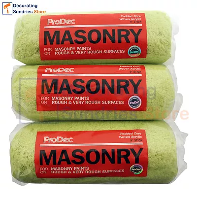 3 X ProDec Woven Masonry Rollers 9  | 225mm Heavy Duty Padded Rollers + Frame • £17.99