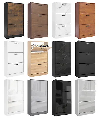 3 Drawer Shoe Cabinet Storage Cupboard Unit Shoe Rack Wooden Stand Organiser • £49.99