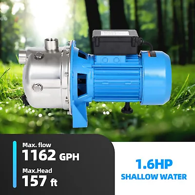 Shallow Well Jet Pump 1.6HP Cast Iron Irrigation 1162GPH Home Farm Garden Lawn • $115.99