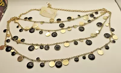 Macy's Jewelry 4 Tier Gold And Black Necklace 28 In NWT • $24.99