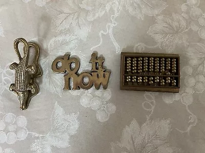 Brass - Alligator Shaped Clip Abacus Do It Now Paperweight • $30