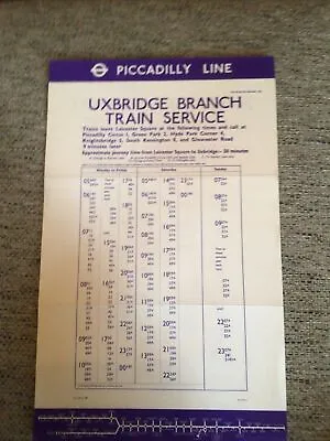 London Underground Piccadilly Line Uxbridge Branch Train Service 1975 Timetable • £3.99