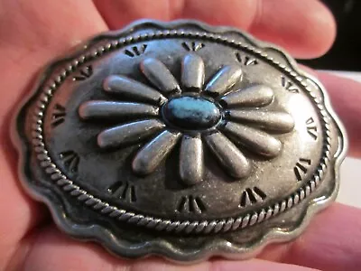 Vintage Western Theme Belt Buckle With Turquoise Stone Center- Gw-14 • $39