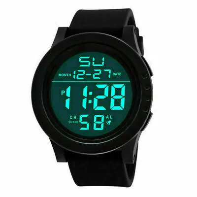 Mens Military Sports LED Large Face Digital Watch Screen Face Waterproof • £4.72