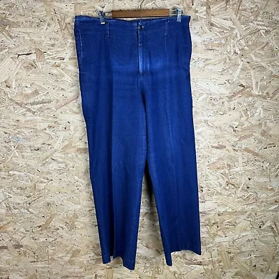 J Peterman Jeans Womens 12 Blue High Rise Wide Leg Trouser Pants • $24.95