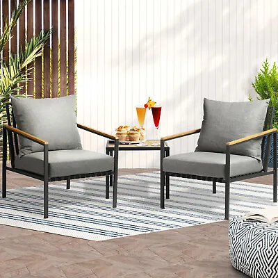 $289.90 • Buy Livsip Outdoor Furniture 3 Piece Setting Garden Bistro Set Dining Chairs Patio