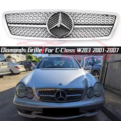 For Benz C-Class W203 2001-2007 C200 C240 C320 C32 Chrome Dia-monds Style Grille • $99