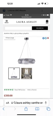 £125 • Buy Laura Ashley Xanthe Ceiling Light Acrylic Glass Pendant