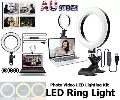 $11.69 • Buy 6 Inch USB Video Selfie Led Ring Light Clip On Lighting For Monitor Laptops Live