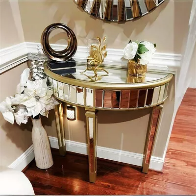 NEW Mirrored Glass Console Table Bedroom Vanity Desk Living Room Modern Entryway • $219.93