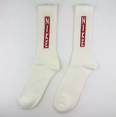 Vintage New/Old Stock 80s Nike Spellout Socks White & Red Men's Made In USA ! • $49.99