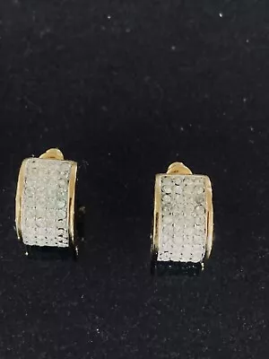 Vintage Givenchy Pave’ Rhinestone  Pierced Half Loop Earrings • $25