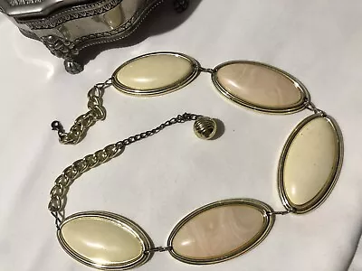 Vintage Estate Jewellery-oval Crème Gold Disk Choker Necklace • $24