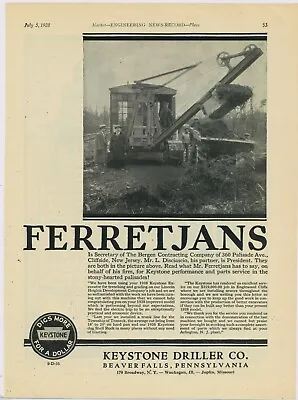 1928 Keystone Driller Co. Ad: Bergen Contracting Co. Cliffside New Jersey Feat. • $17.76