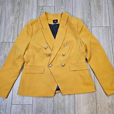 Jules & Leopold Mustard Yellow Double Breasted Floral Blazer Women's Size Large • $29.95