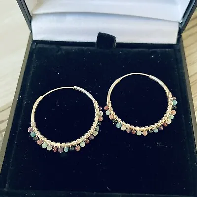 Sterling Silver Multi Stone Hoop Earrings  • £24.50