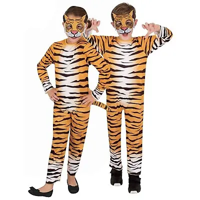 Tiger Costume Child Printed Jumpsuit Mask Jungle Safari Circus Animal • $33.95