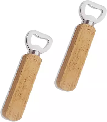 2 Pack Magnetic Beer Bottle Opener For Fridge With Solid Wood Handle Easily ... • $16.99