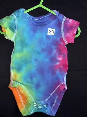 0 To 3 Months Rainbow Tie Dye Baby Vest T-shirt Unisex • £5.50