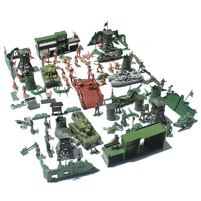 130x Plastic WWII   Playset 5cm Army Men Action Figures & Accessories • £19.85