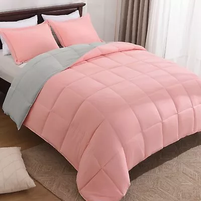 3PCS Pink Comforter Set Queen - Soft Microfiber Comforter Sets For Queen Bed ... • $51.23