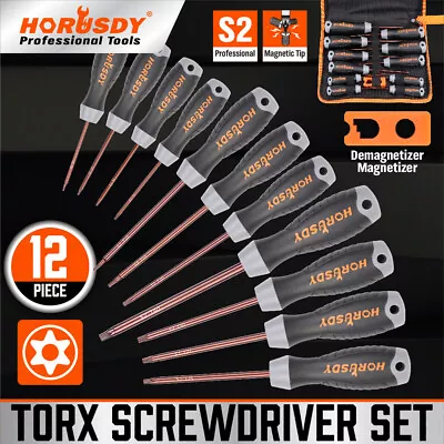 12 PC Torx Screwdriver Set Magnetic T6 - T40 Security Tamper Proof Star S2 Steel • £12.99