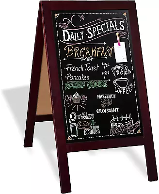 Wooden A-Frame Sign With Eraser & Chalk - 40 X 20 Inches Magnetic Sidewalk Chalk • $91.99