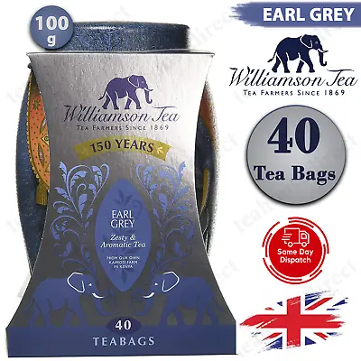 Williamson Winter Elephant Earl Grey Tea Bags 100g-40 Individual Limited Edition • £14.99