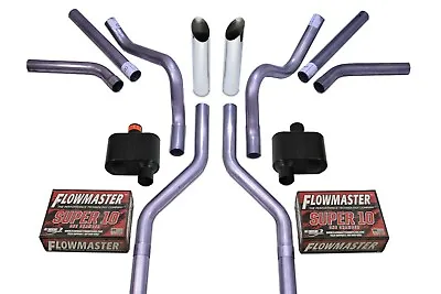 Chevy GMC C10 63-72 2.5  Dual Exhaust Kits Flowmaster Super 10 Slash Tips Side • $494.99