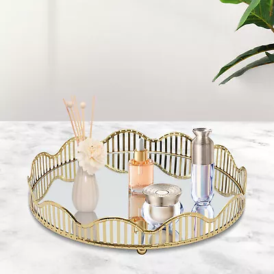 Metal Decorative Gold Mirror Tray Perfume Tray Mirror Vanity Tray Dresser Tray • $25.66