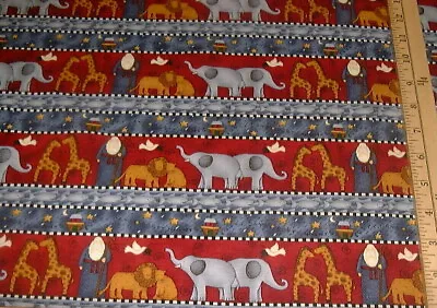 DEBBIE MUMM Fabric - BEST LOVED - NOAH'S ARK - Border Stripe - By The HALF Yard • $4.95