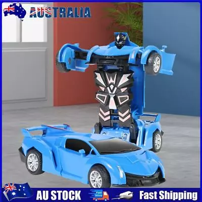 AU 2 In 1 Mini Car Toys One-key Deformation Robot Car Toy Boys Gift (B Blue) • $8.84