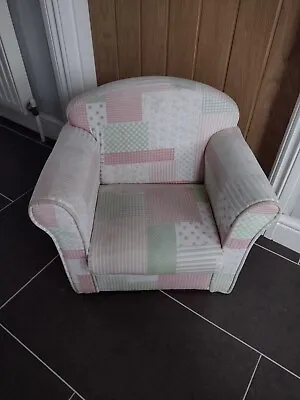 £35 • Buy Patchwork Pink Fabric Child's Chair Sofa Kids Girls Armchair Gingham Dunelm 