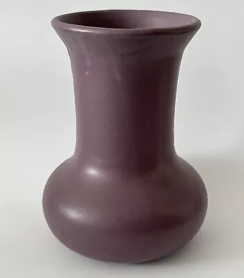 1920’s Zanesville Matte Plum Purple Stoneware Vase Marked 105 • $25