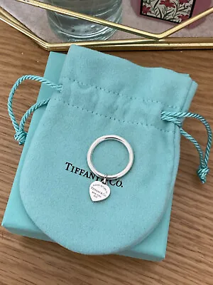£240 • Buy Genuine Tiffany & Co Heart Charm  Sterling Silver Ring  With Box Pouch