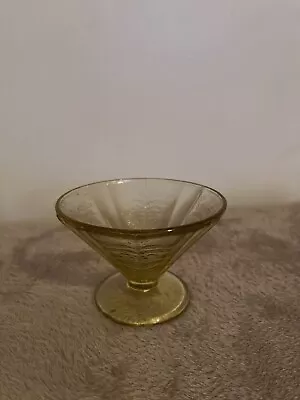 🧩Vintage Federal Madrid Yellow Depression Glass Sherbert Cone Shaped Dish • $8