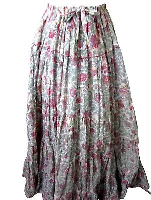 Vintage 70s Tiered Maxi Skirt Womens S Long Hippie Boho Floral • $23.68