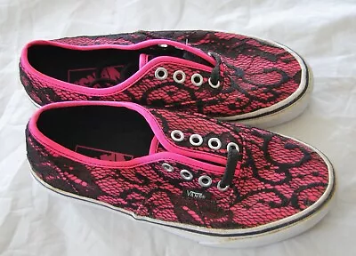 Authentic Girls Vans Skate Casual Shoes Pink With Black Lace Size US 5.5  • $20