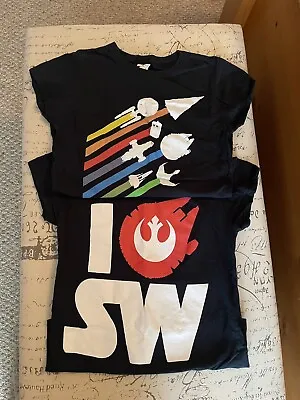 TWO Nerd Block T-shirts I Love Star Wars + Firefly Star Trek Dr. Who Tardis XS • $13.99