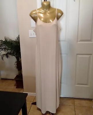 GloryStar Beige Nude SZ XL Women Full Slip Maxi Dress Spaghetti Strap • $22