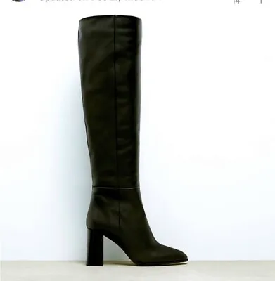$100 • Buy ZARA Black Leather Pull On Boots NWT! $199