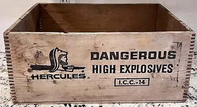 ANTIQUE I.C.C. -14 Hercules HIGH EXPLOSIVES WOOD SHIPPING CRATE GUN POWDER • $157.49