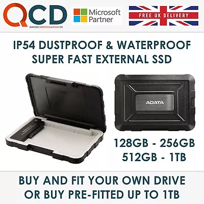 Waterproof Ip54 Portable Ssd Hard Drive - 128gb 256gb 512gb 1tb - Usb 3.2 • £19.95