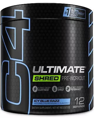 3 Pack C4 Ultimate Shred Pre-Workout  - Icy Blue Razz 12 Servings Each EXP 04/24 • $38.99